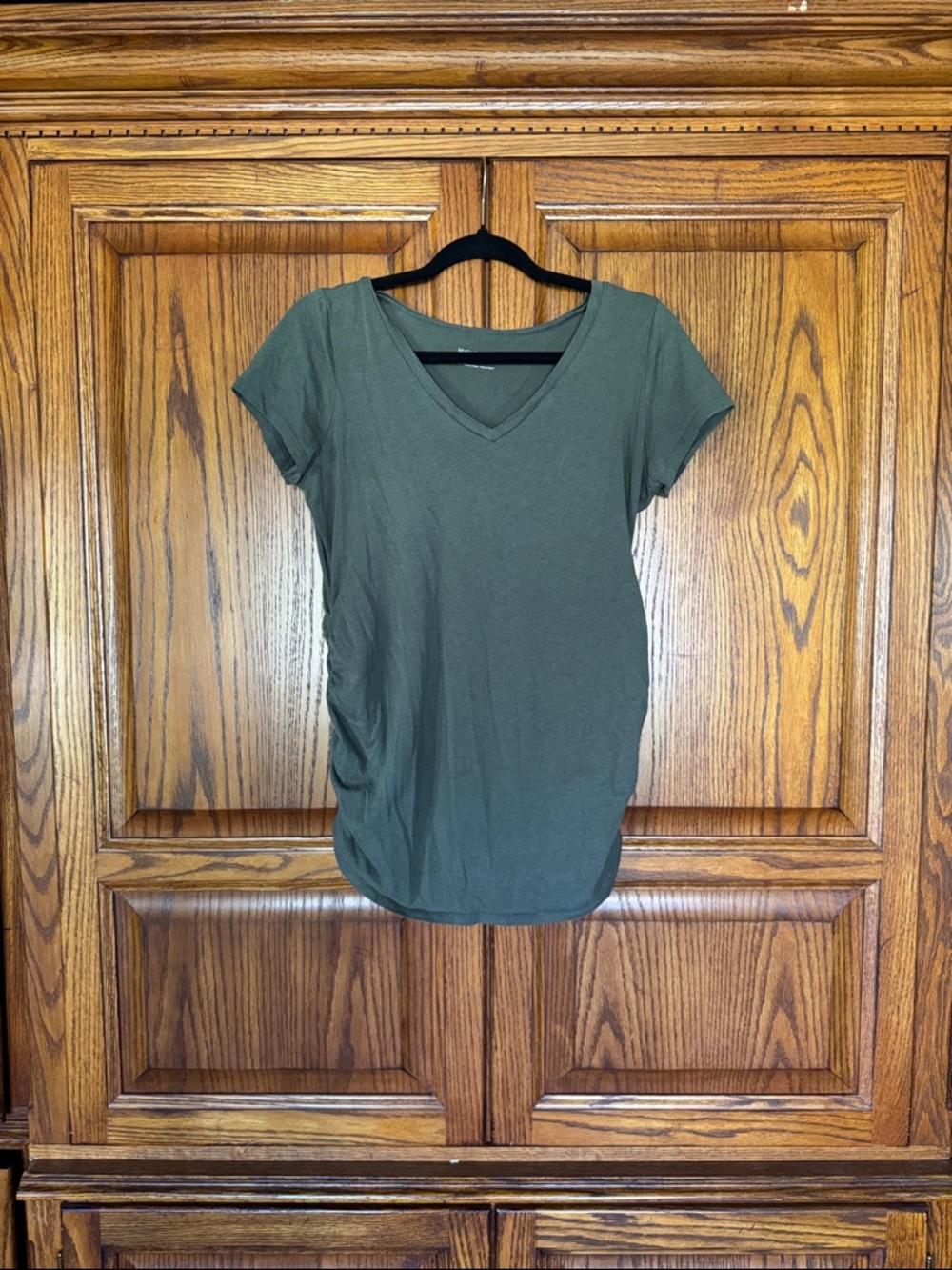 Olive V-Neck Maternity Shirt